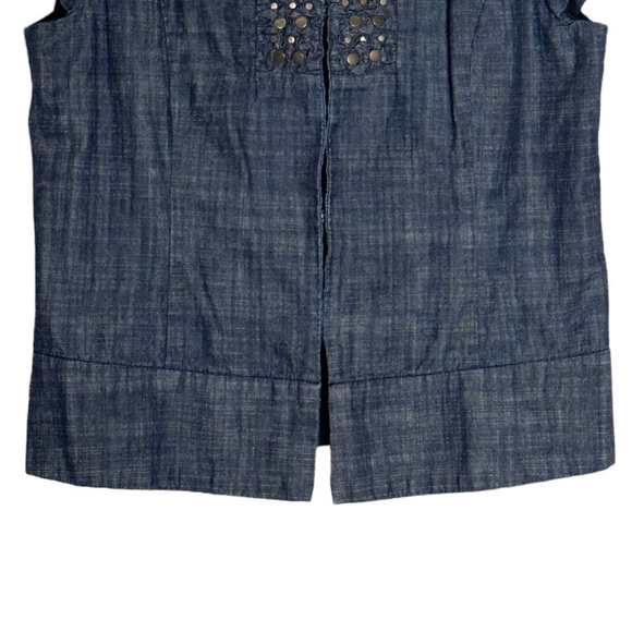 Coldwater Creek Studded Denim Jacket 14 Cap Sleeve Dark Chambray Boho Western - Picture 6 of 9